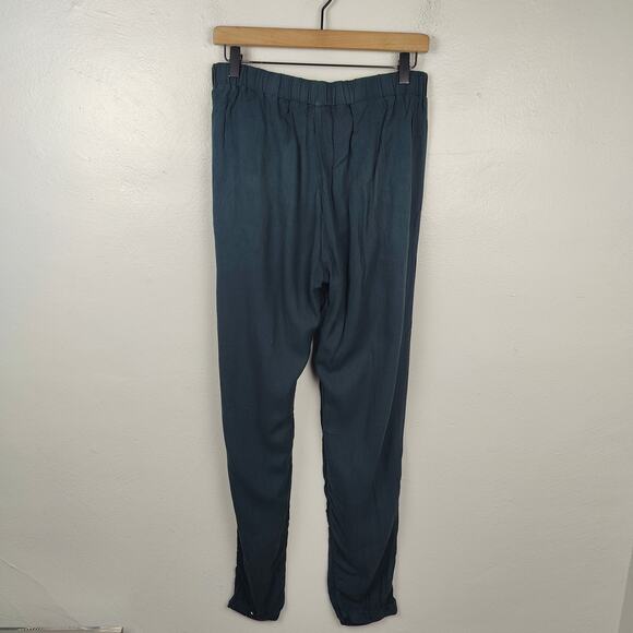 Black Crane Pants Womens Medium Black Slouchy Pull On Tapered Pleat Front - Picture 5 of 8